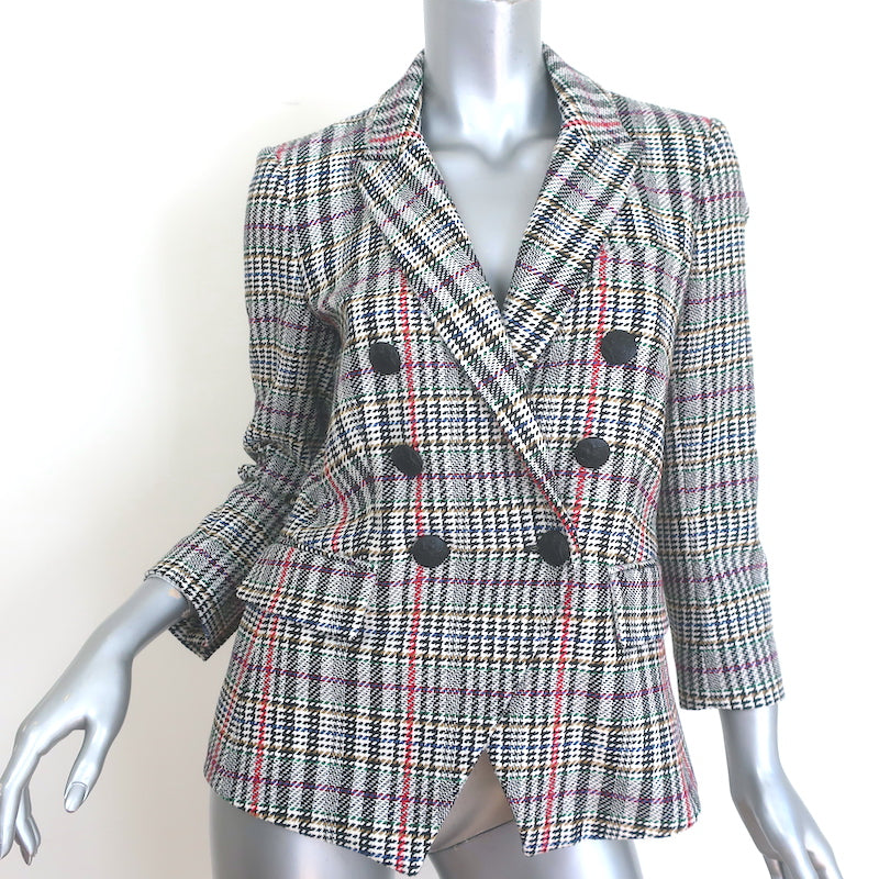 Veronica Beard Empire Dickey Jacket White/Multi Houndstooth Plaid Size 4