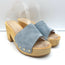 Veronica Beard Hannalee Clog Sandals Blue Suede Size 9 Platform Slip-On Heels