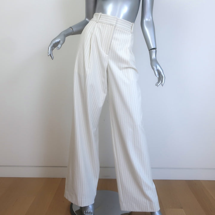 Veronica Beard Heyser Pinstripe Pants Ecru 