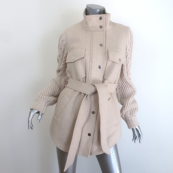 Veronica Beard Jett Knit-Sleeve Belted Coat Light 