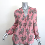 Veronica Beard Lowell Blouse Pink Paisley Print Silk Size 6 Long Sleeve Top
