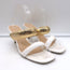 Veronica Beard Meena Metal-Strap Mules Cream Leather Size 8 Open Toe Sandals