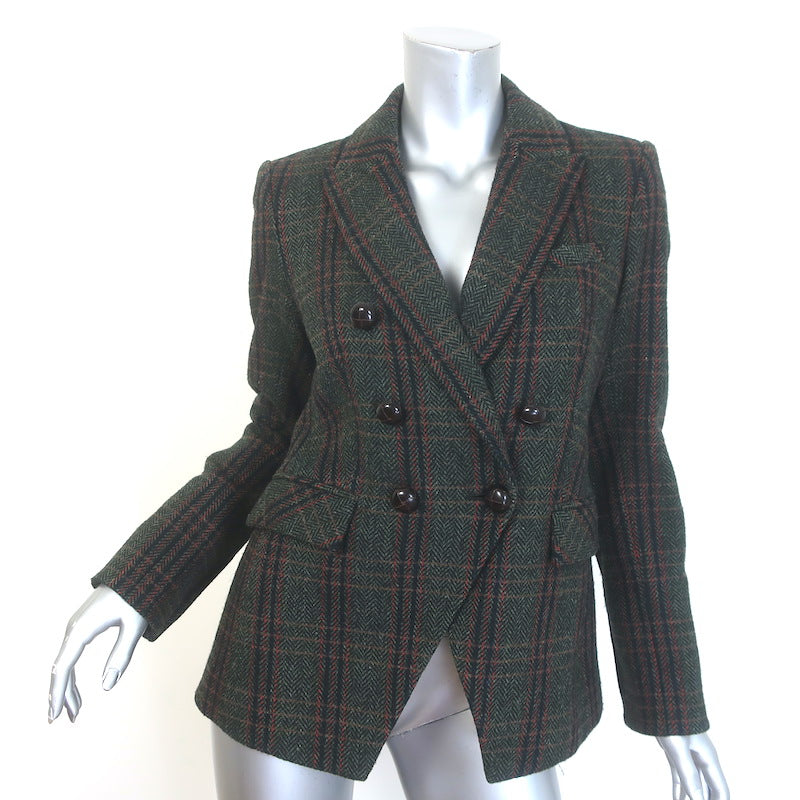 Veronica Beard Miller Plaid Dickey Jacket Forest Green 