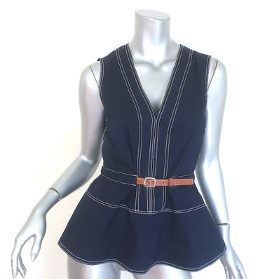 Veronica Beard Nickleby Belted Peplum Top