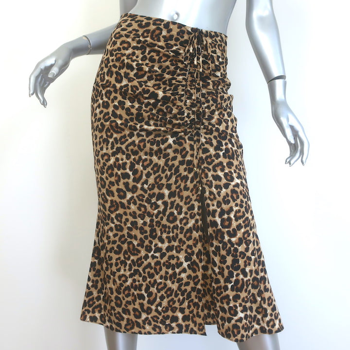 Veronica Beard Vanity Leopard Print Ruched Skirt 