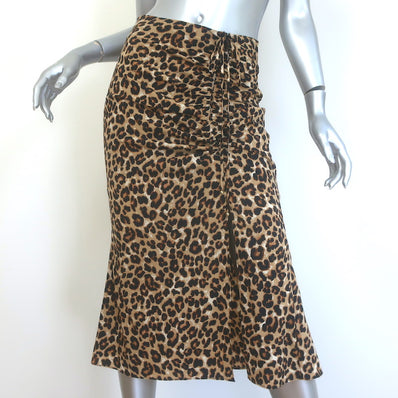 Veronica Beard Vanity Leopard Print Ruched Skirt 