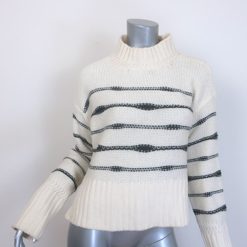 Veronica Beard Viori Striped Mock Neck Sweater 