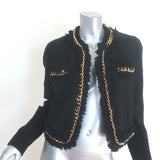 Versace Chain-Trimmed Tweed Jacket Black Cotton Size 44 NEW