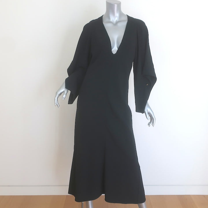 Victoria Beckham Draped Sleeve Midi Dress Black