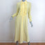 Victoria Beckham Ruffle-Bib Long Sleeve Midi Dress Light Yellow Silk Size US 2