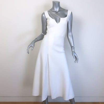 Victoria Beckham Sleeveless Flared Midi Dress Cream Crepe Size US 2
