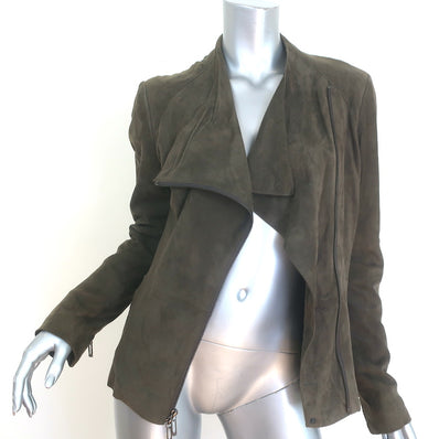 Vince Suede Motorcycle Jacket Olive Size Medium