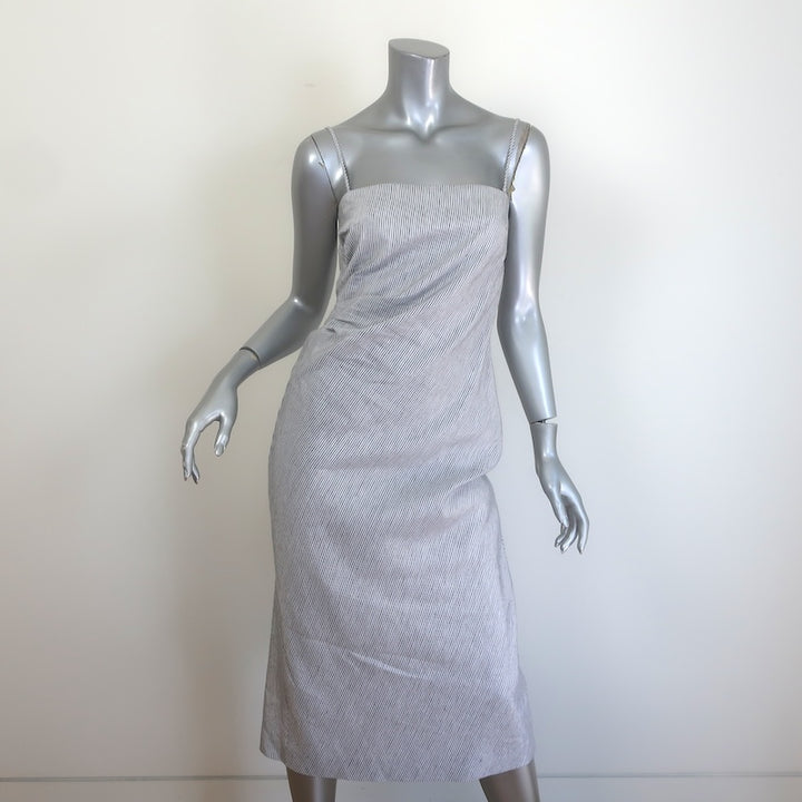 Vince Ticking Stripe Draped Midi Dress
