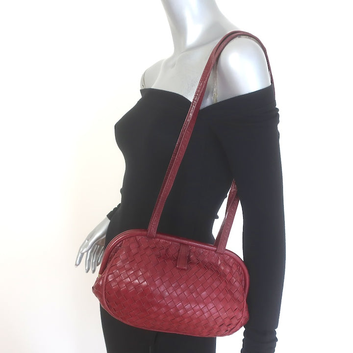 Vintage Bottega Veneta Frame Shoulder Bag Red 