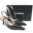 Vintage Chanel 03A CC Cap Toe Bow Slingback Pumps Black Patent & Leather Size 36