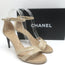 Vintage Chanel 05A Cracked Leather Ankle Strap Sandals Beige Size 38.5