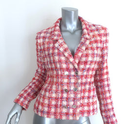 Vintage Chanel Boutique 96P Checked Tweed Double Breasted Jacket 