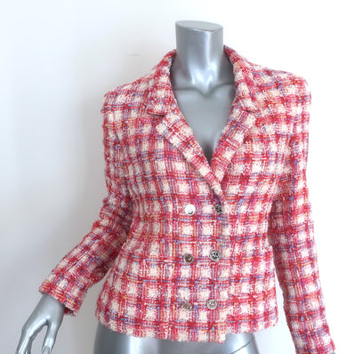Vintage Chanel Boutique 96P Checked Tweed Double Breasted Jacket 