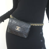 Vintage Chanel CC Turnlock Chain-Trimmed Quilted Mini Belt Bag 