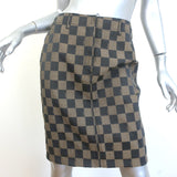 Vintage Fendi Checkerboard Zucca Pencil Skirt Brown Size 44