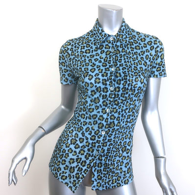 Vintage Fendi Jeans Leopard Print Short Sleeve Button Down 