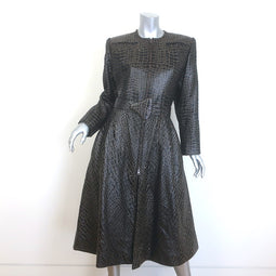 Vintage Galanos Croc-Embossed Belted Coat