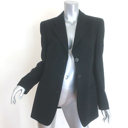 Vintage Giorgio Armani Blazer Black Wool Crepe Size 44 