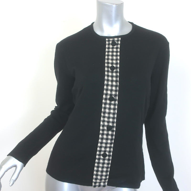 Vintage Giorgio Armani Buttoned Houndstooth-Trim Sweater 