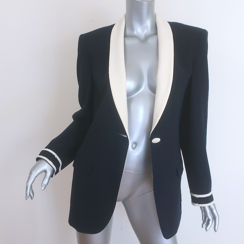 Vintage Giorgio Armani Contrast-Trimmed Blazer Navy