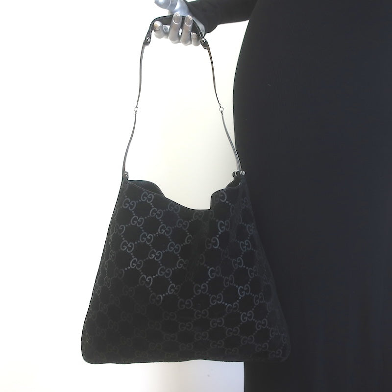 Vintage Gucci Tom Ford GG Monogram Suede Slim Horsebit Hobo 