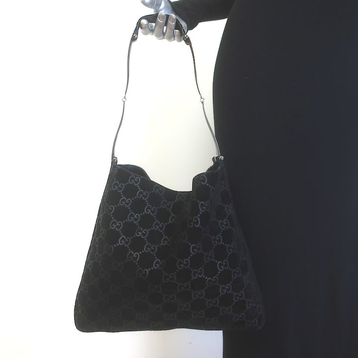 Vintage Gucci Tom Ford GG Monogram Suede Slim Horsebit Hobo 