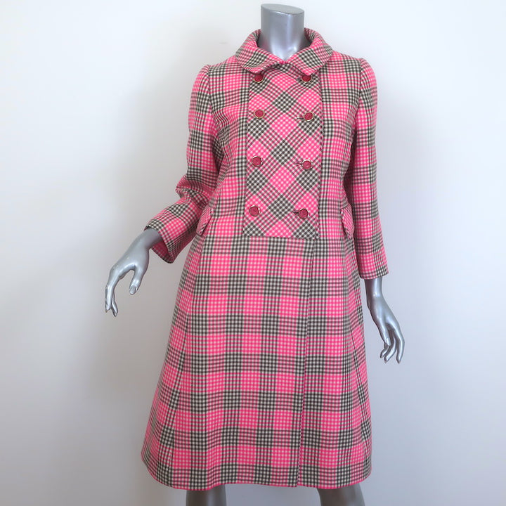 Vintage I. Magnin &amp; Co. Double Breasted Checked Coat Pink 