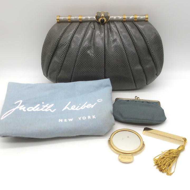 Vintage Judith Leiber Large Clutch Gray