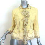 Vintage Roberto Cavalli Ruffle-Front Jacket Yellow Cotton-Blend Size Medium