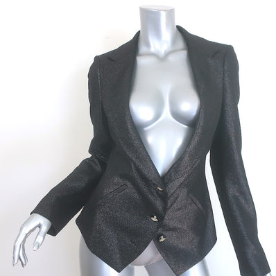 Vivienne Westwood glittery black blazer, three-button luxury jacket, size 42 — authentic pre-owned, gently worn.