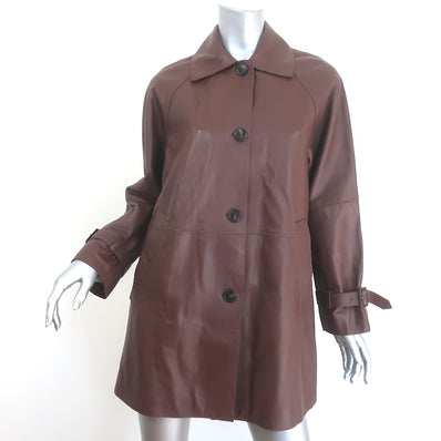 Weekend Max Mara Nevada Leather Button-Front Jacket Brown Size US 2