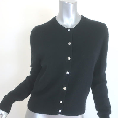 White + Warren Cashmere Crystal & Faux Pearl Button Cardigan 