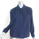Xirena Collared Henley Top Navy Cotton Size Extra Small Long Sleeve Blouse