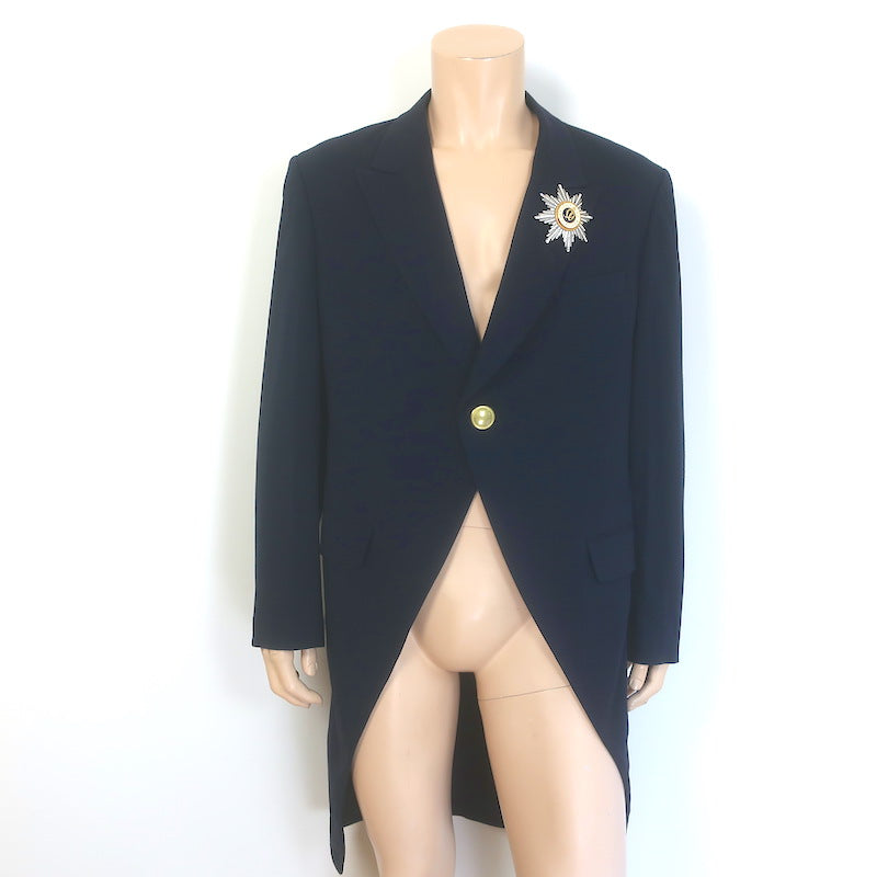Yohji Yamamoto Pour Homme Crystal-Brooch Morning Coat 