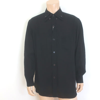Yohji Yamamoto Pour Homme Double Collar Shirt Black Tencel Size 2 NEW