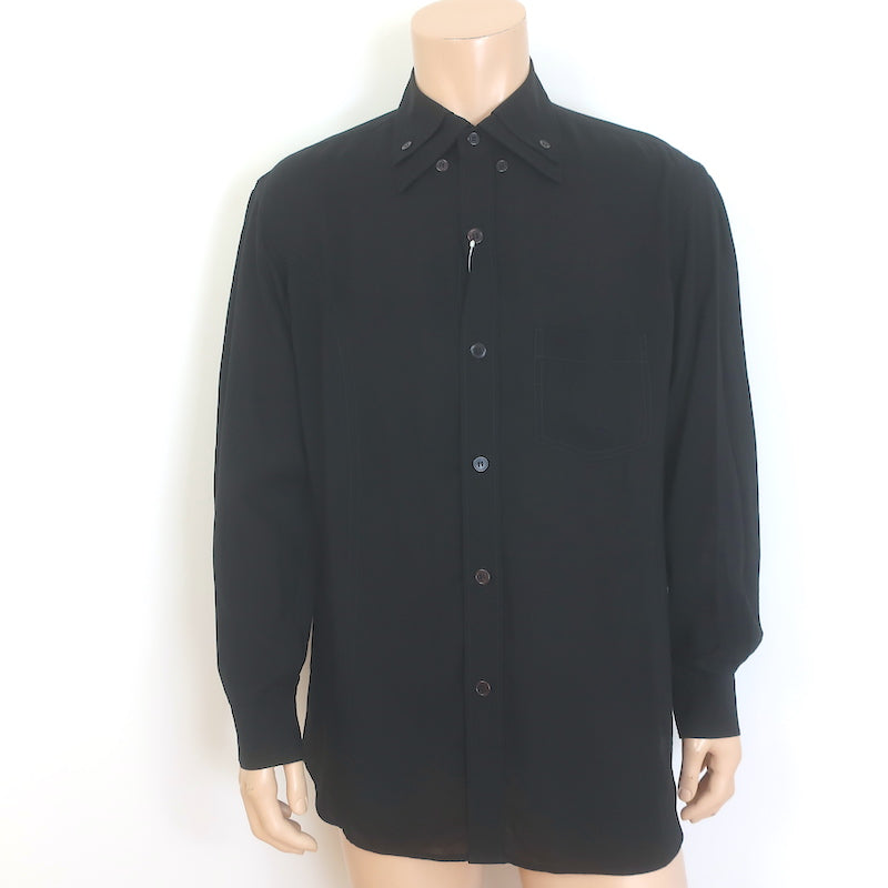 Yohji Yamamoto Pour Homme Double Collar Shirt Black Tencel Size 2 NEW