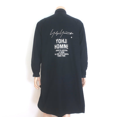 Yohji Yamamoto Pour Homme Long Staff Shirt Black Cotton Size 3
