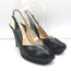 Yves Saint Laurent Platform Peep Toe Pumps Black Leather Size 39 Slingback Heels