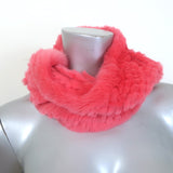 Yves Salomon Chalk Rabbit Fur Snood Scarf Pink NEW