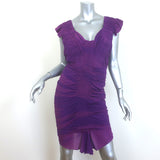 Zac Posen Ruched Flutter Sleeve Sheath Dress Purple 