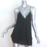 Zadig & Voltaire Carolina Lace-Trimmed Tank Top Black Silk Size Large