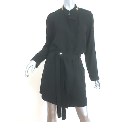 Zadig & Voltaire Deluxe Maiva Belted Jacket Black Stretch Crepe Size Medium