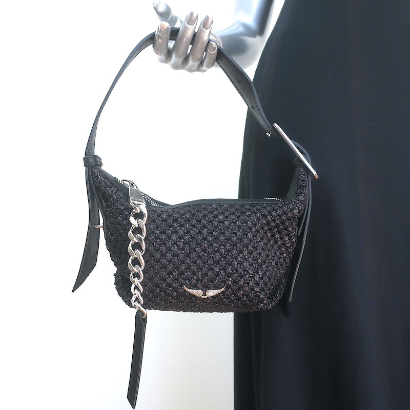 Pre-Owned Zadig & Voltaire Le Cecilia XS Black Raffia Bag - $450