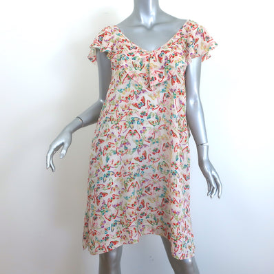 Zadig & Voltaire Reens Butterfly Dress Ecru Ruffled Silk Size Small