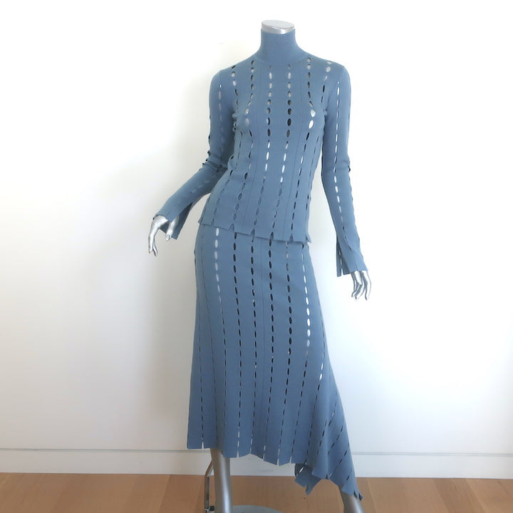 Zankov Open-Knit Turtleneck &amp; Midi Skirt Set 